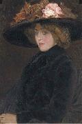 Leo Gestel Portrait of an elegant lady with a hat Sweden oil painting artist